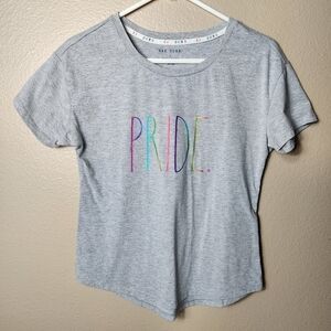 Rae Dunn Rainbow Pride Gray Heather Short Sleeve Tee-Size S